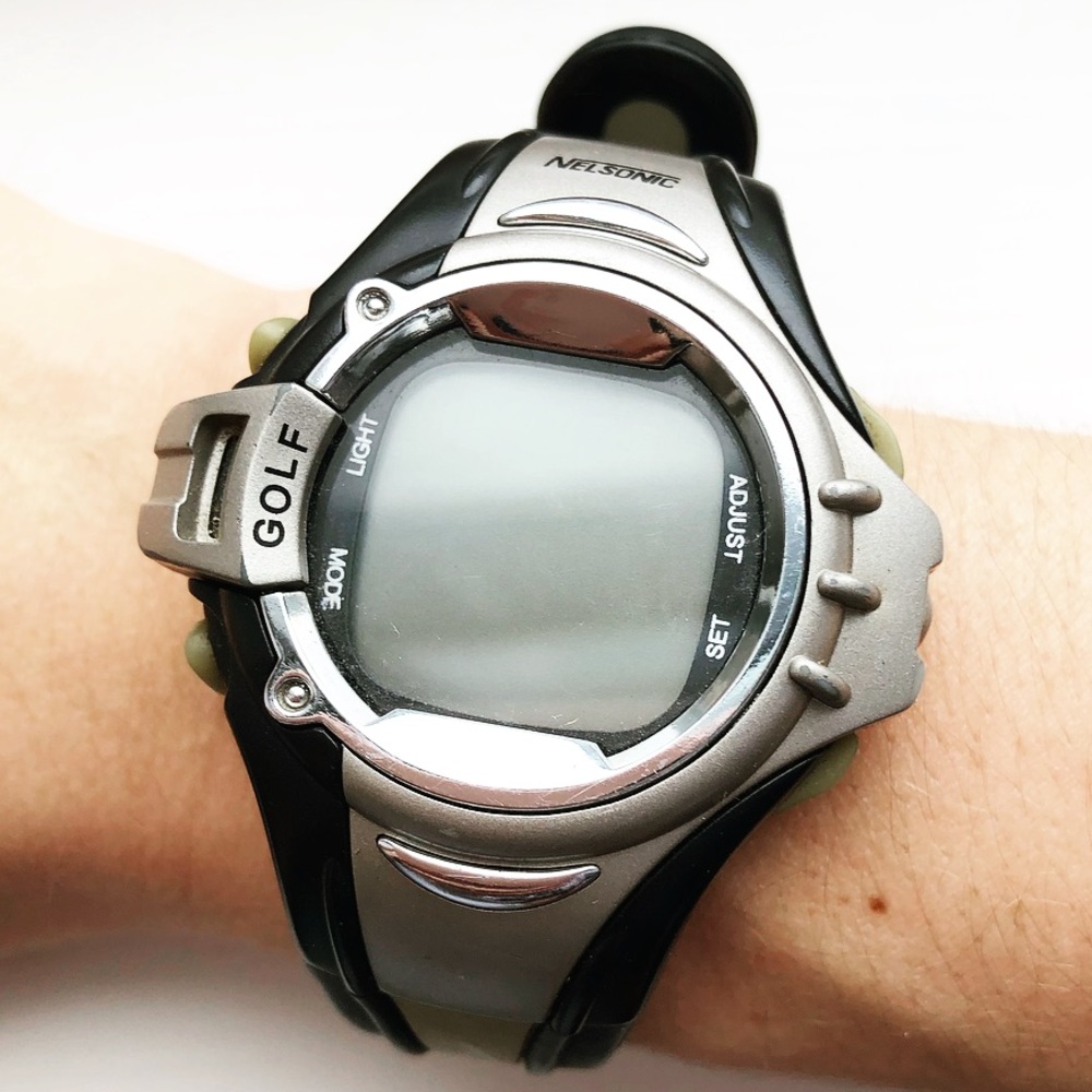 Vintage black & gray Men’s Nelsonic Golf watch